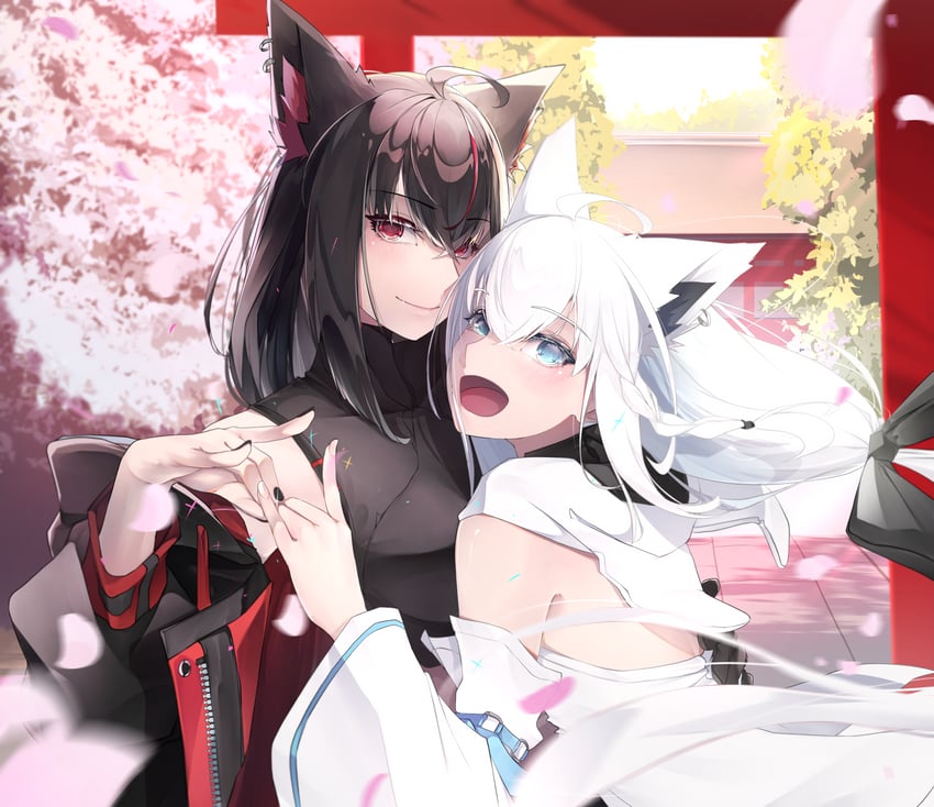 shirakami fubuki and kurokami fubuki (hololive) drawn by kuroshi_yuzuha
