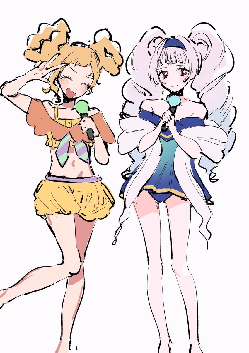 shirogane lily and nikaido yuzu (aikatsu! and 1 more) drawn by okomeiro