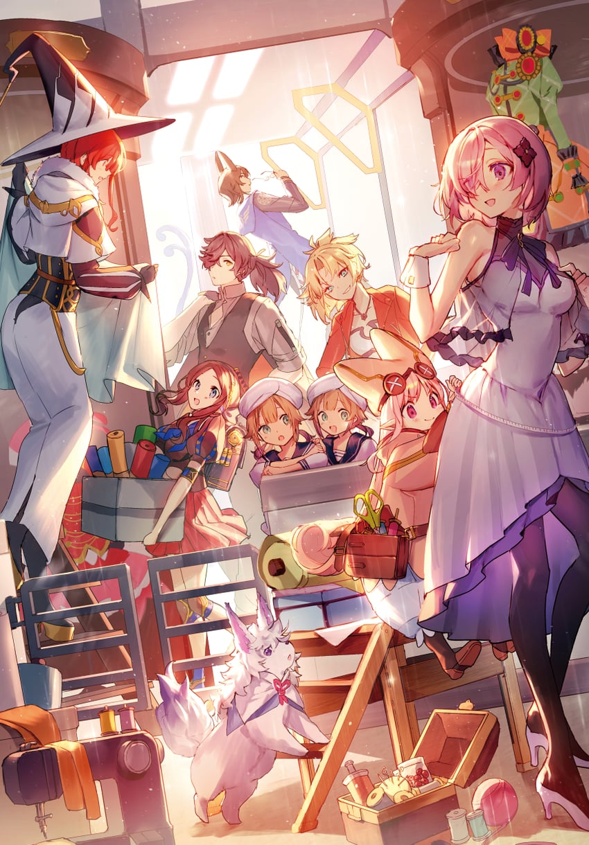 mash kyrielight, mordred, fou, arjuna, nemo, and 6 more (fate and 1 more) drawn by mebaru
