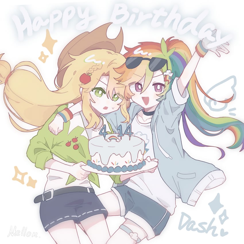 rainbow dash and applejack (my little pony and 1 more) drawn by benyingxinruhuai