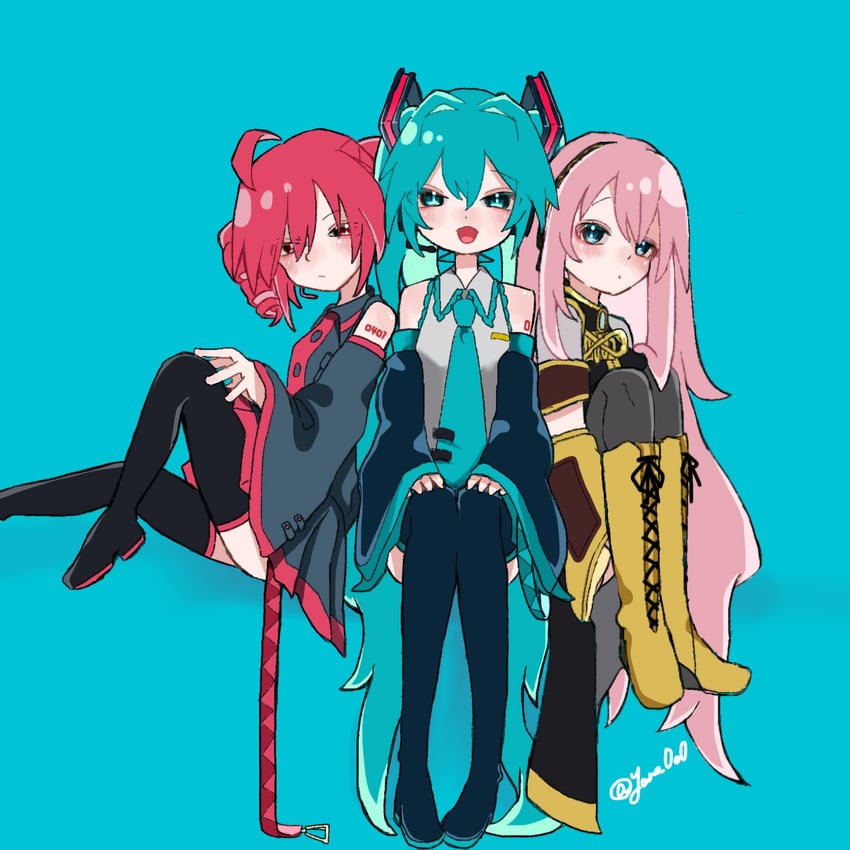hatsune miku, megurine luka, and kasane teto (vocaloid and 1 more) drawn by yano_0o0