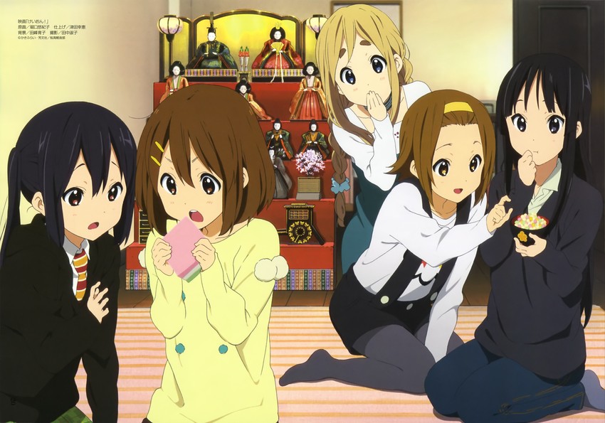 akiyama mio, nakano azusa, hirasawa yui, tainaka ritsu, and kotobuki tsumugi (k-on! and 2 more) drawn by horiguchi_yukiko
