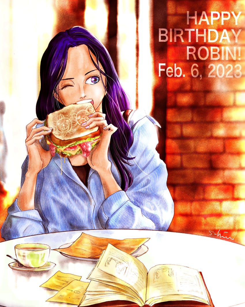 nico robin, thousand sunny, and going merry (one piece) drawn by s_hirokujira