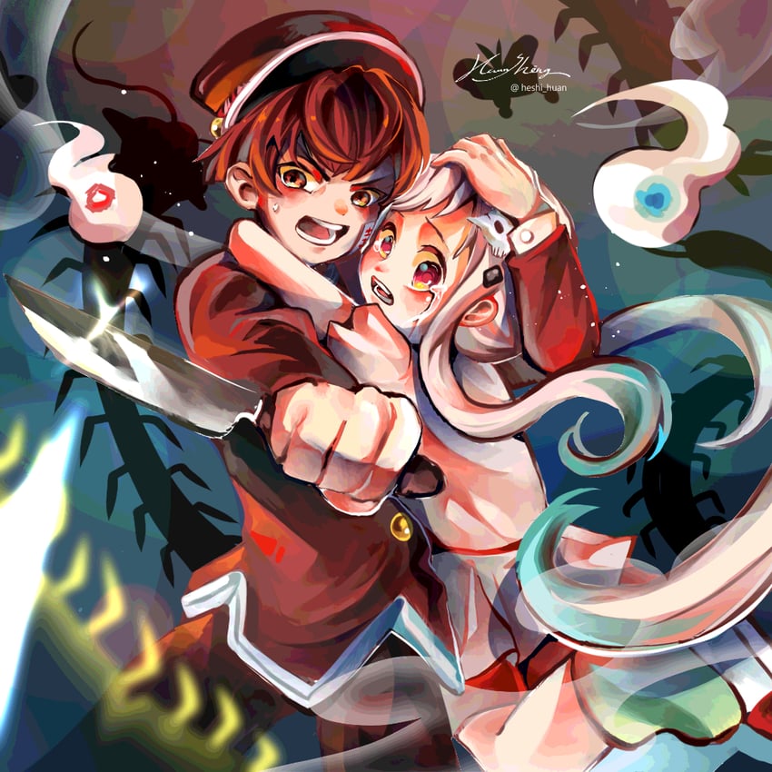 hanako and yashiro nene (jibaku shounen hanako-kun) drawn by kellyliao33