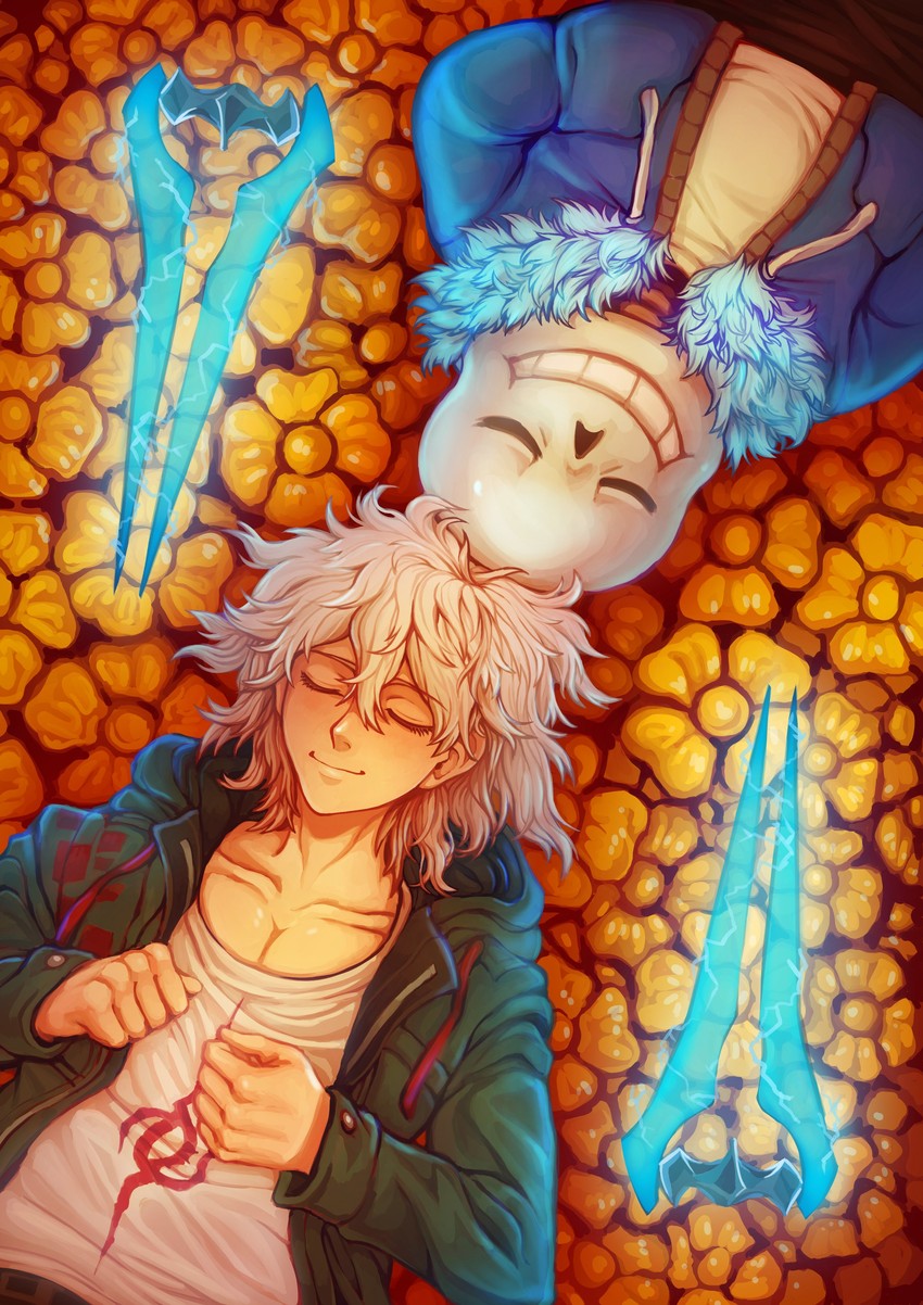 komaeda nagito and sans (danganronpa and 3 more) drawn by daxratchet