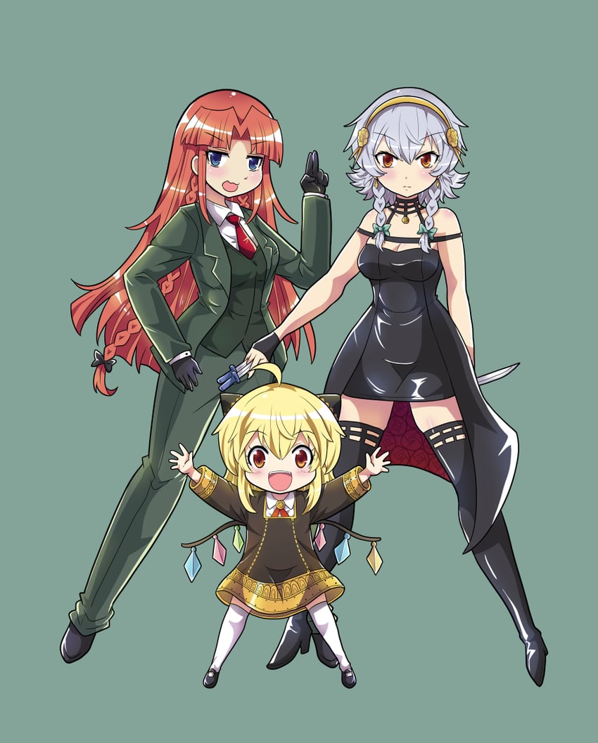 flandre scarlet, izayoi sakuya, hong meiling, yor briar, anya, and 1 more (touhou and 1 more) drawn by colonel_aki