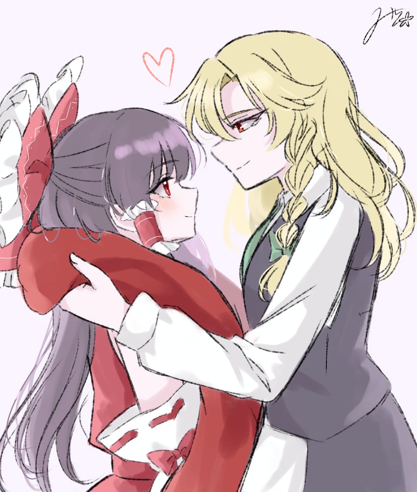 hakurei reimu and kirisame marisa (touhou) drawn by mito_(fate)