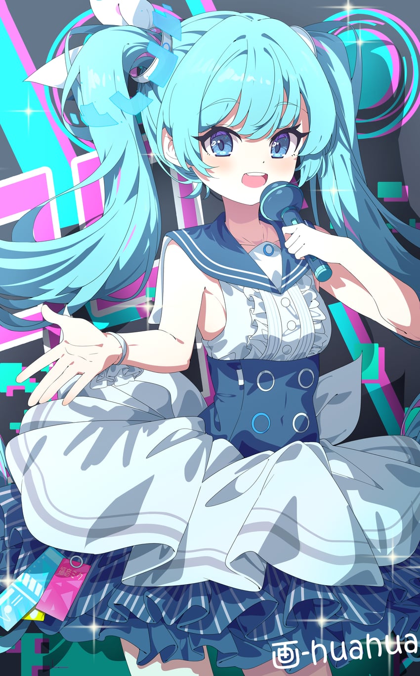 hatsune miku (blue archive and 1 more) drawn by hua-huahua