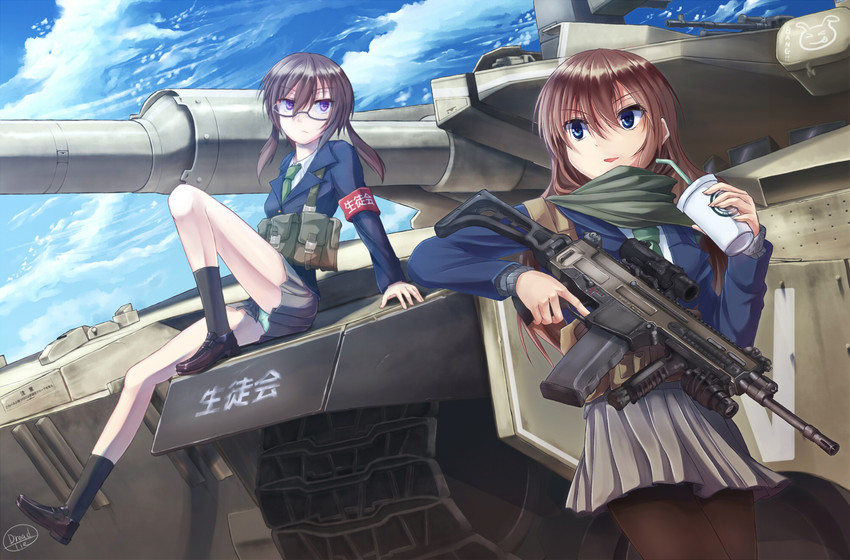 seta haruka and makino chizuru (original) drawn by dreadtie