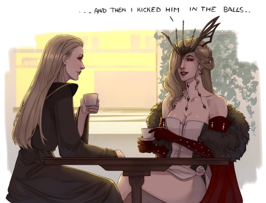 signora and mother miranda (genshin impact and 2 more) drawn by annasassiart