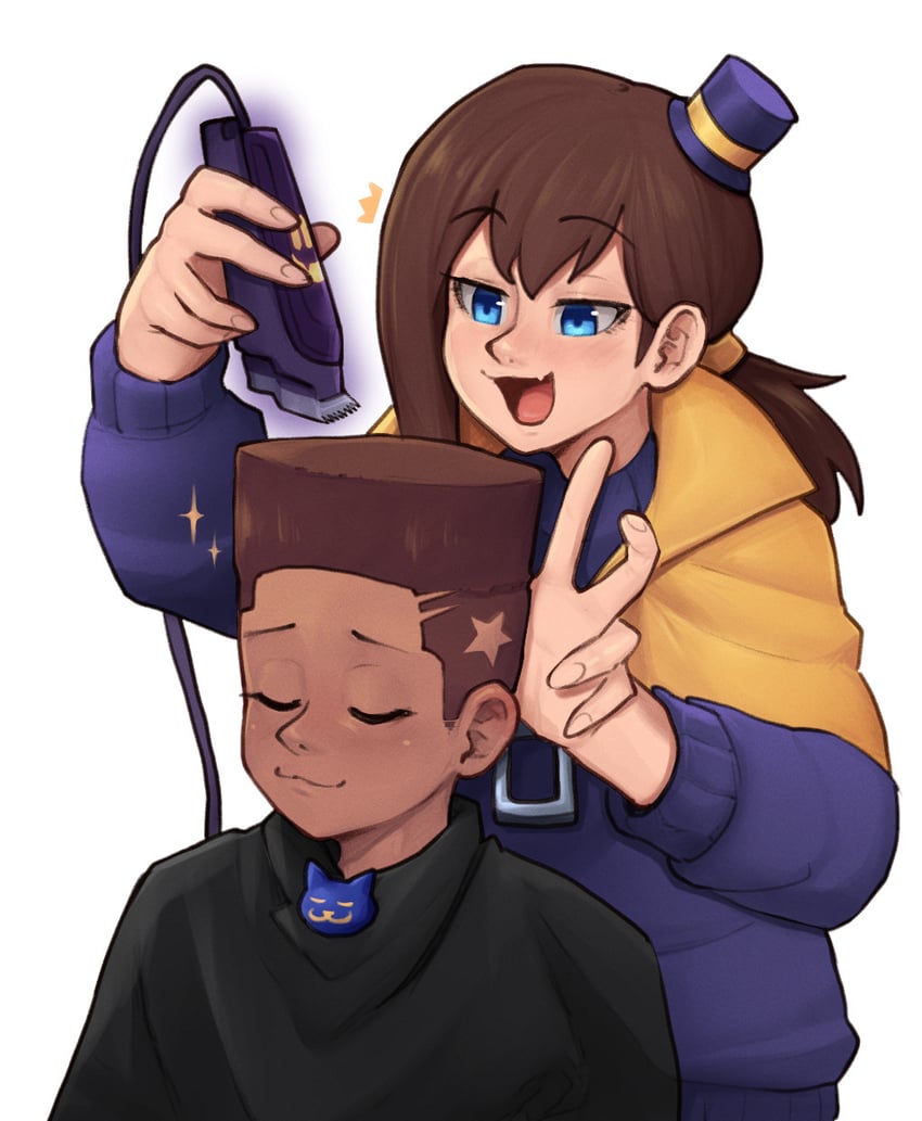 hat kid and bow kid (a hat in time) drawn by hannesfkr