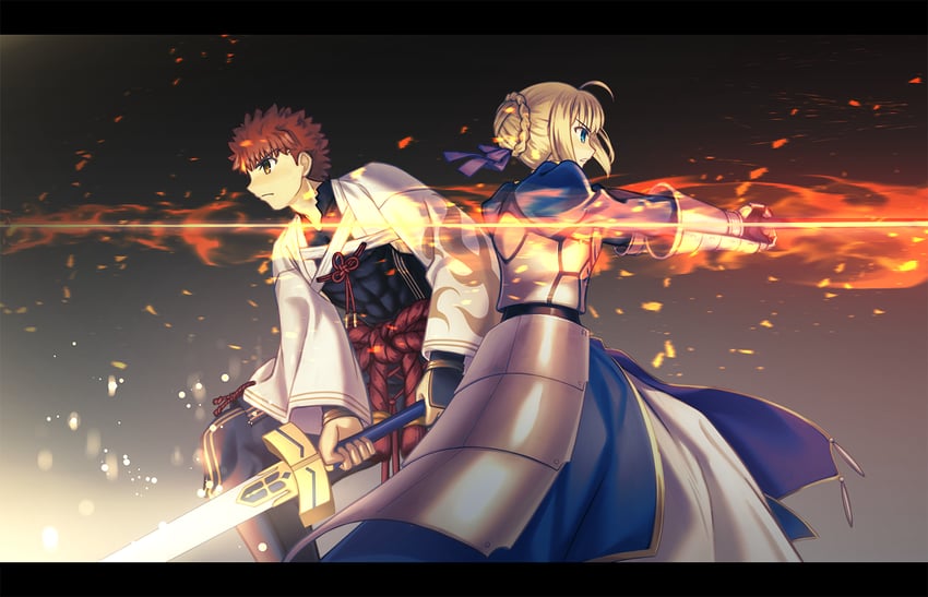artoria pendragon, saber, emiya shirou, and senji muramasa (fate and 2 more) drawn by shoori_(migiha)