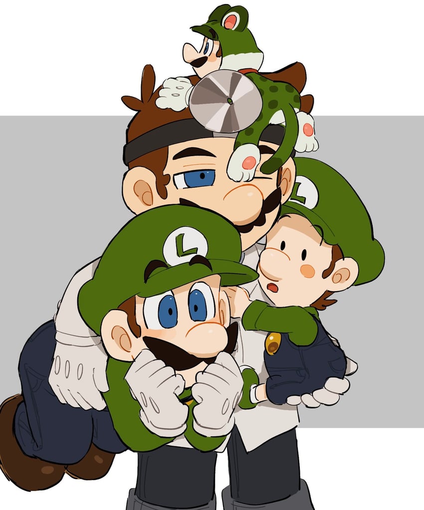 mario, luigi, dr. mario, baby luigi, and cat luigi (mario and 2 more) drawn by mimimi_(mimimim9999)