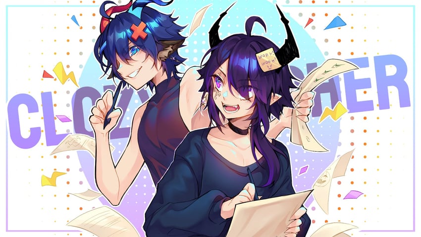 xeapher and clozy (indie virtual youtuber) drawn by xeapher