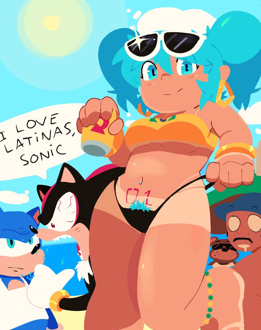 hatsune miku, sonic the hedgehog, shadow the hedgehog, brazilian miku, and freddy fazbear (vocaloid and 2 more) drawn by abstractpurple