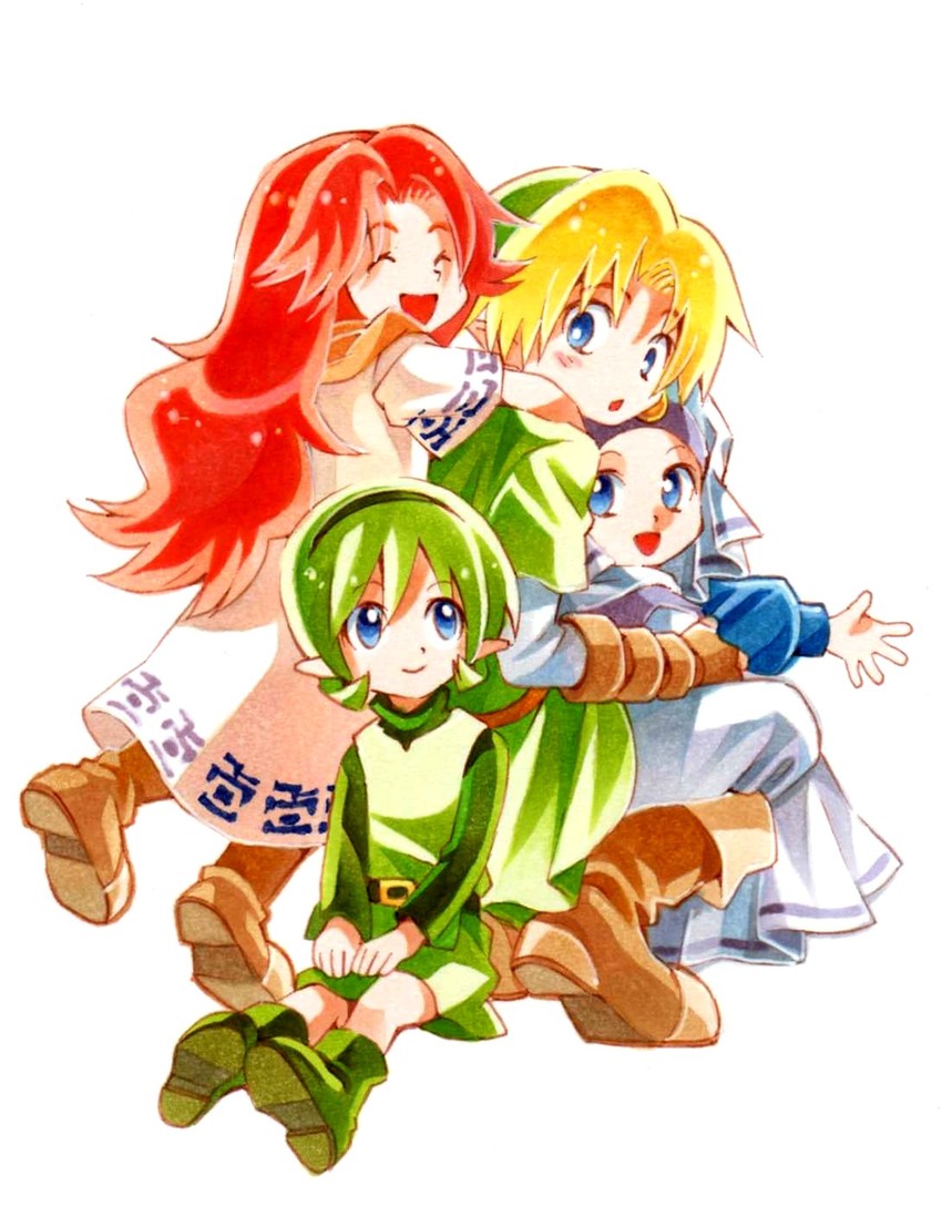 link, princess zelda, saria, malon, and young zelda (the legend of zelda and 1 more) drawn by minami_no_shirou