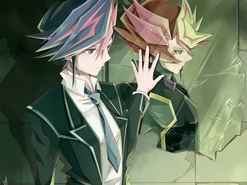 fujiki yusaku and playmaker (yu-gi-oh! and 1 more) drawn by akisaki