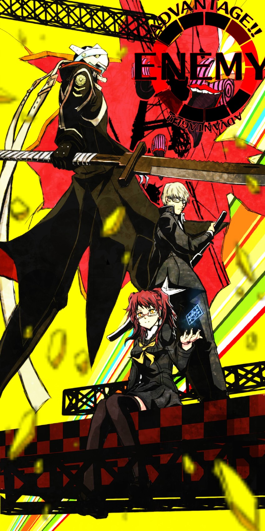 narukami yu, kujikawa rise, and izanagi (persona and 1 more) drawn by forest_(4423)