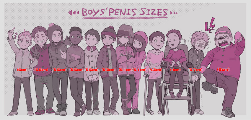 stan marsh, kenny mccormick, kyle broflovski, eric cartman, craig tucker, and 7 more (south park) drawn by k_(kt47_2)