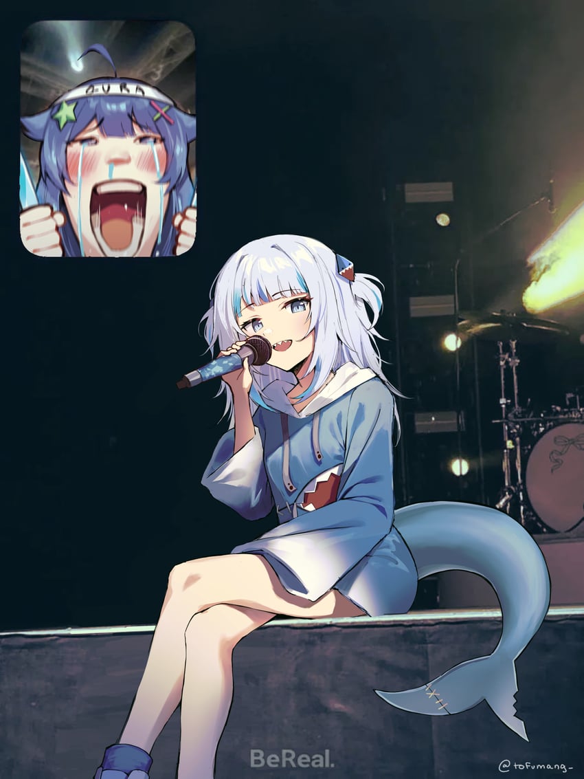 gawr gura and senzawa (hololive and 2 more) drawn by tofumang