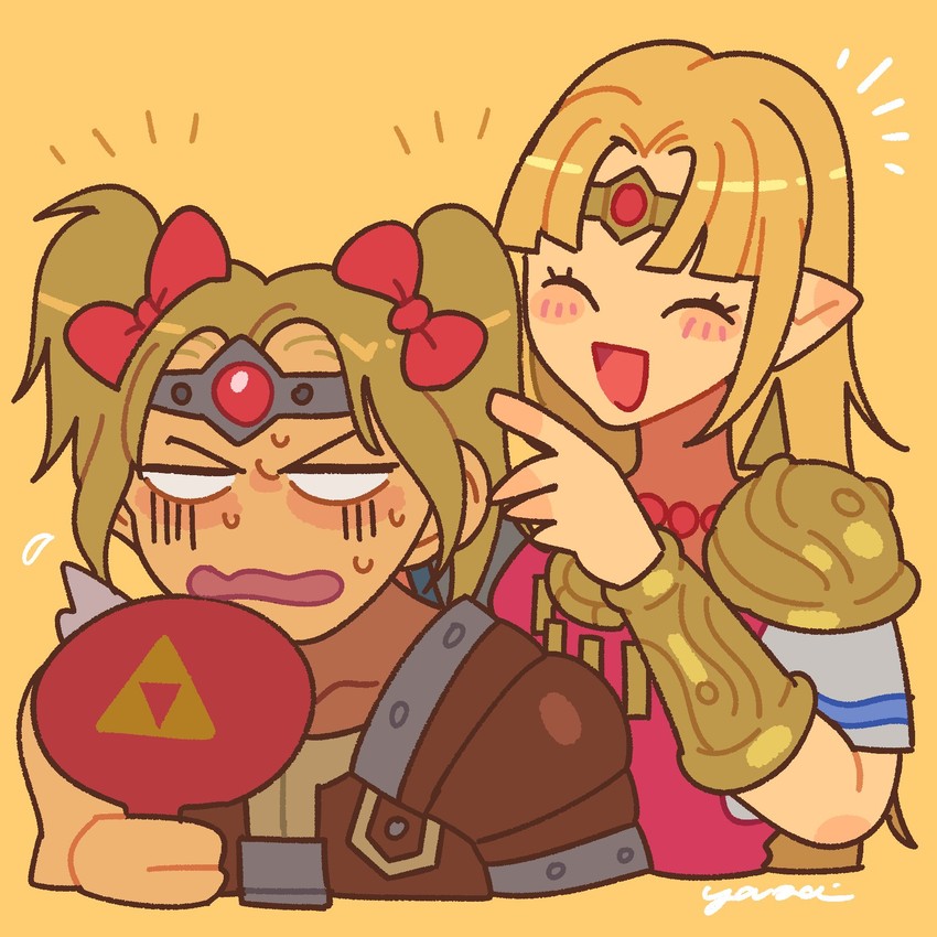 princess zelda and simon belmont (the legend of zelda and 3 more) drawn by yasaikakiage
