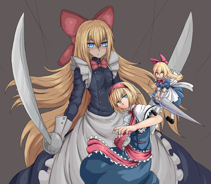 alice margatroid, shanghai doll, and goliath doll (touhou) drawn by sheepapp