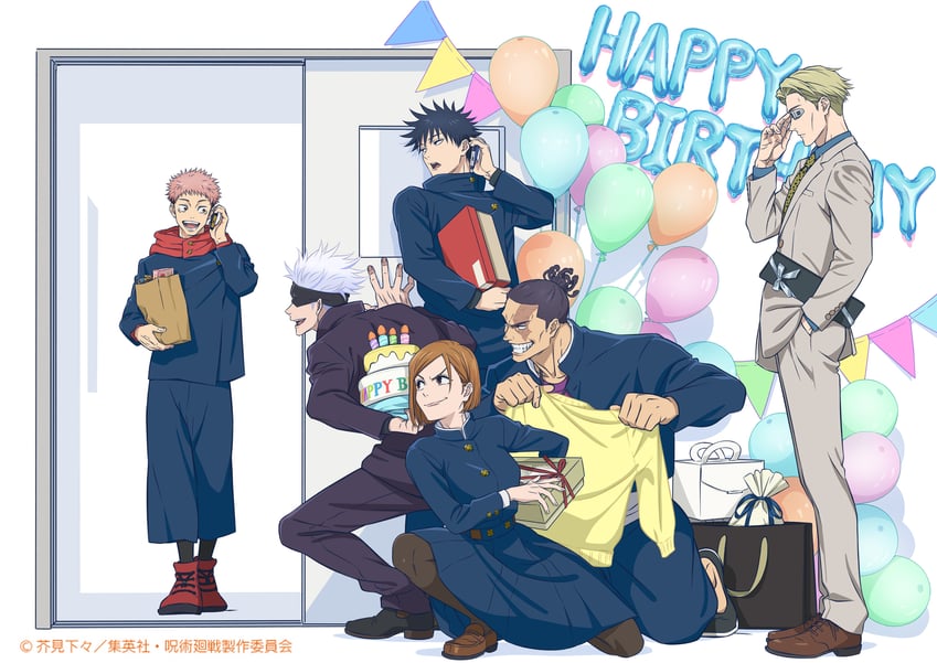 gojou satoru, itadori yuuji, fushiguro megumi, kugisaki nobara, nanami kento, and 1 more (jujutsu kaisen)