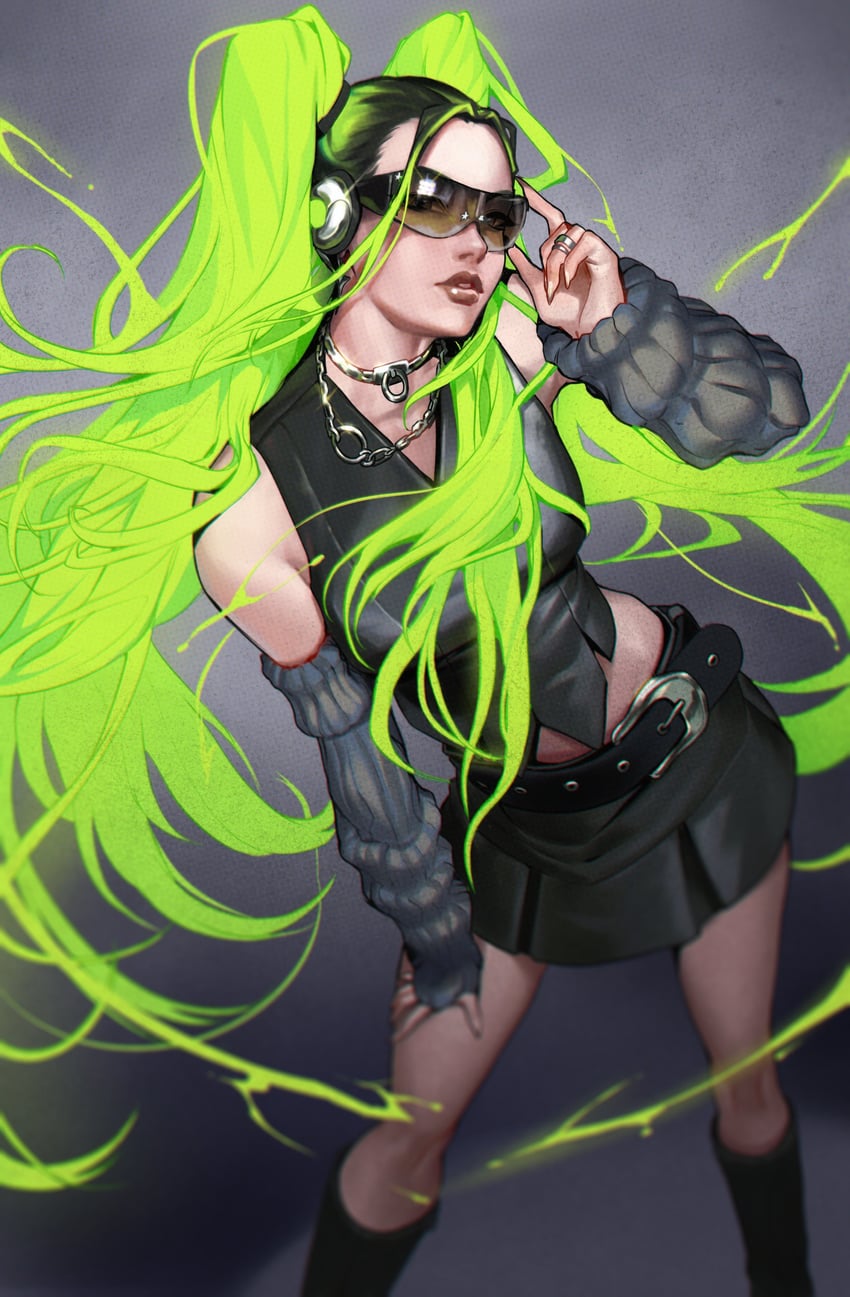 hatsune miku (vocaloid and 1 more) drawn by oskar_vega