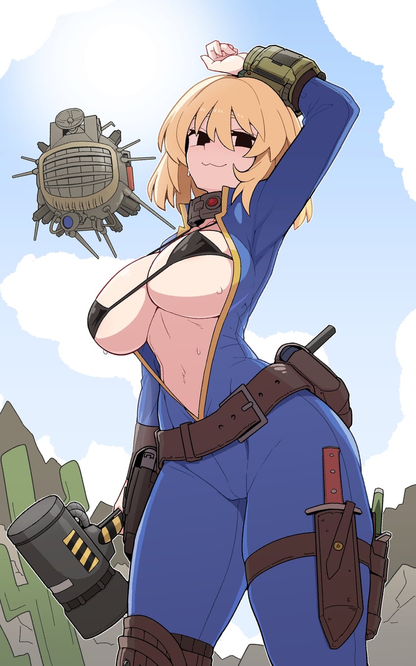 vault girl and ed-e (fallout and 2 more) drawn by formicid