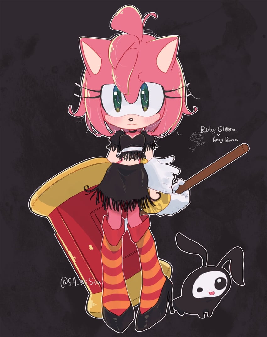 amy rose and ruby gloom (sonic and 1 more) drawn by konjiki_ringo