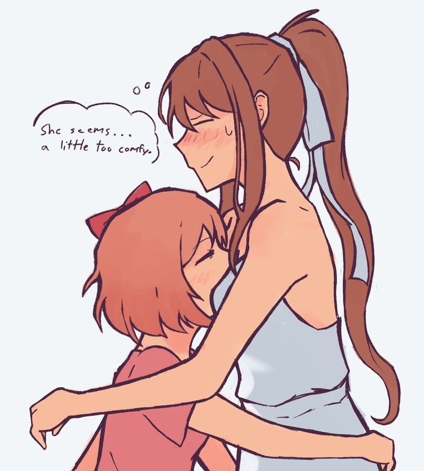 monika and sayori (doki doki literature club) drawn by zappyz