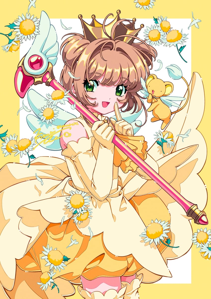 kinomoto sakura and kero (cardcaptor sakura) drawn by kisumi_rei