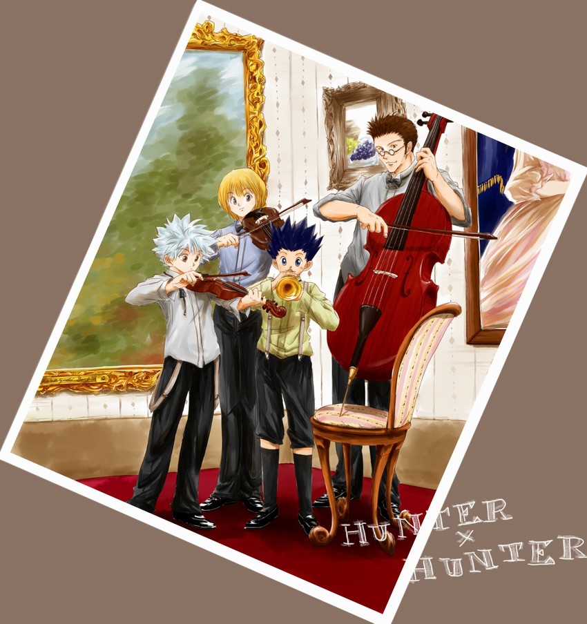 killua zoldyck, kurapika, gon freecss, and leorio paladiknight (hunter x hunter) drawn by si_sya_mo