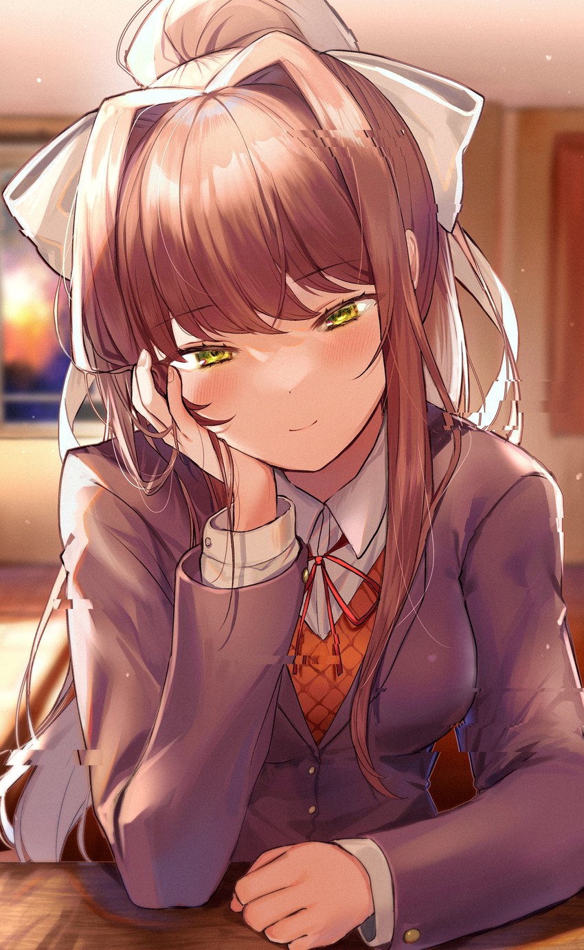 monika (doki doki literature club) drawn by y_o_u_k_a