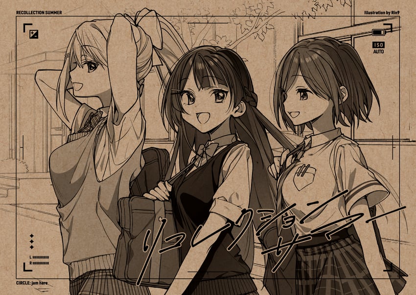 tsukino mito, higuchi kaede, and shizuka rin (nijisanji) drawn by rinku_(rin9)