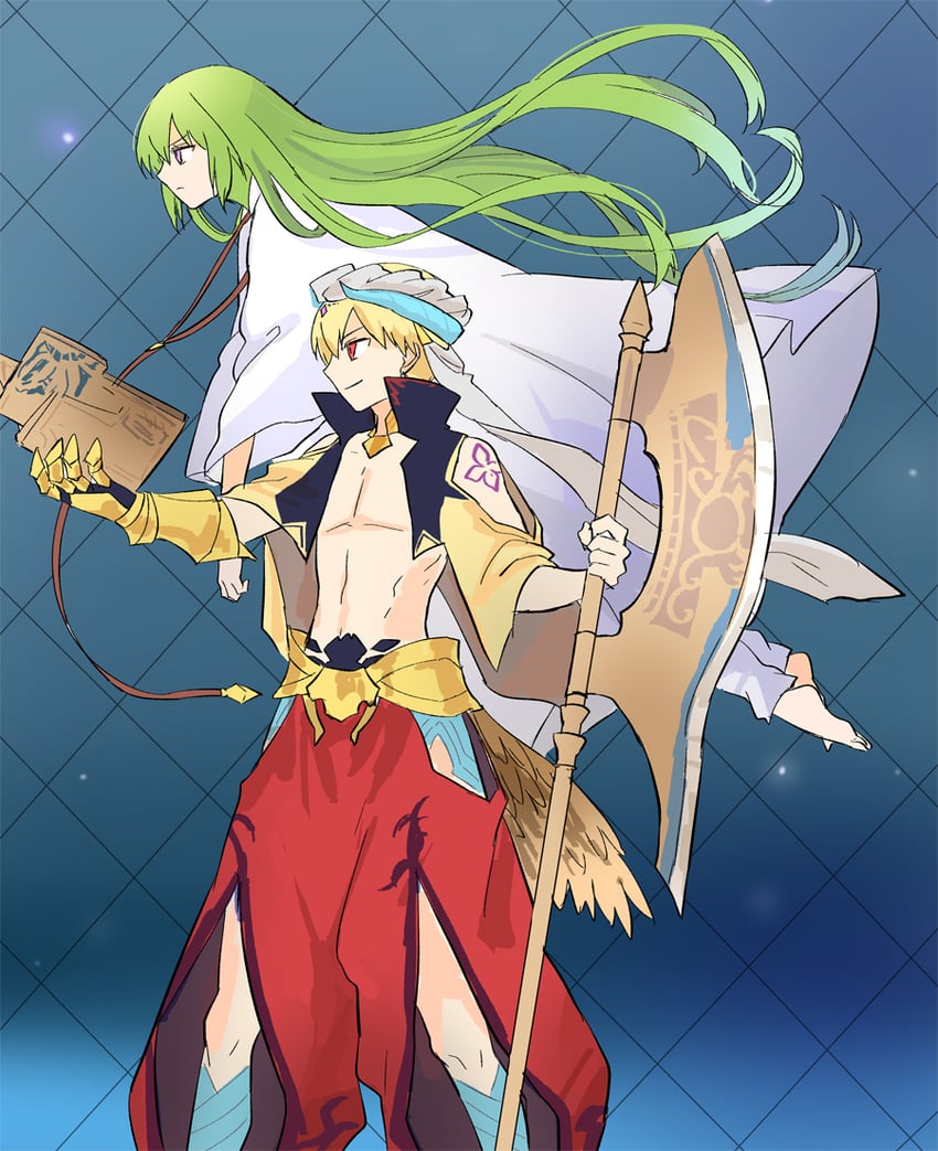 enkidu, gilgamesh, and kingu (fate and 1 more) drawn by himeko_(nico6v6pachi)