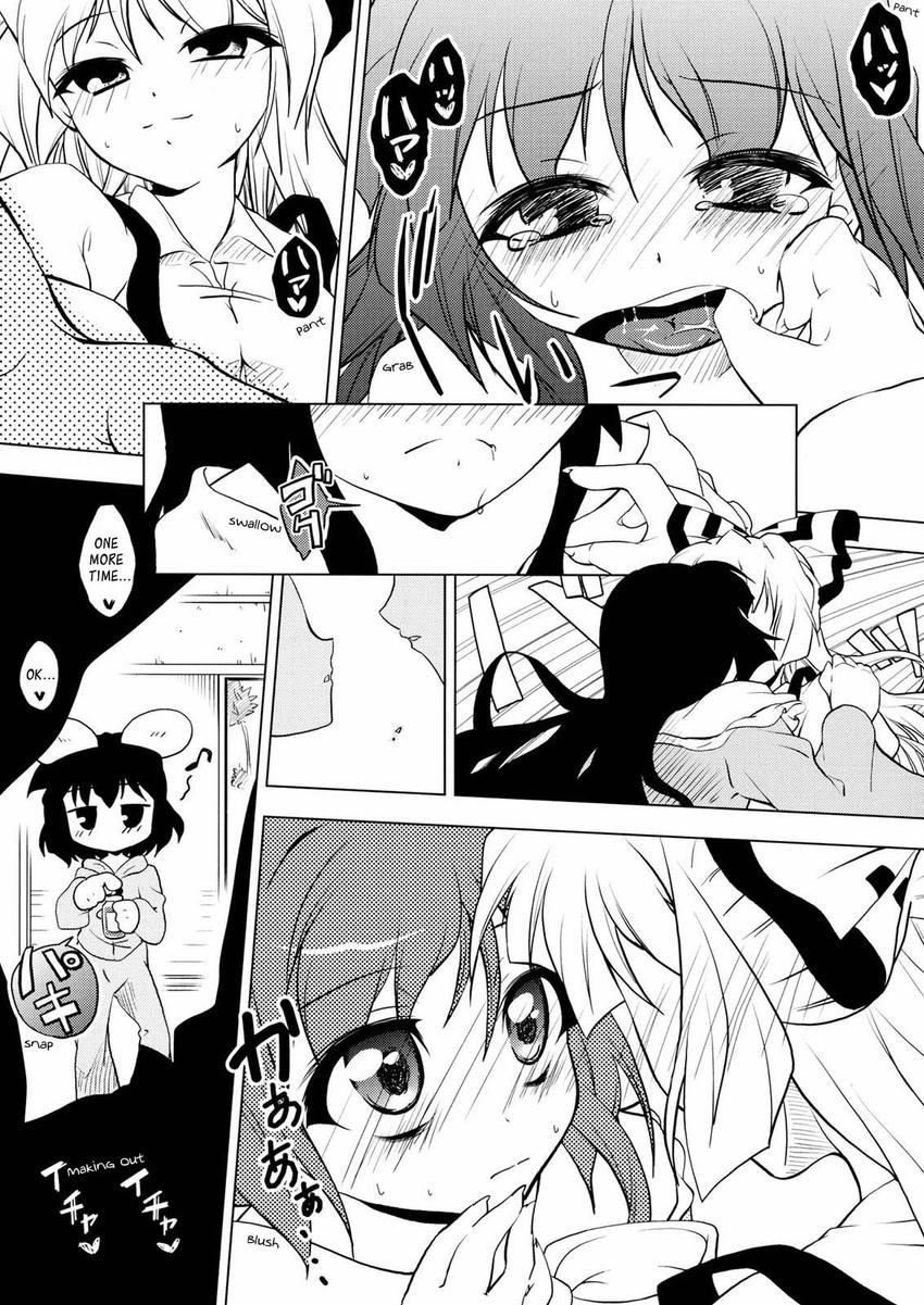 fujiwara no mokou, houraisan kaguya, and inaba tewi (touhou) drawn by hachi_(chihagura)