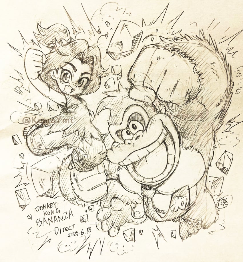 donkey kong and pauline (donkey kong and 1 more) drawn by yamato_koara