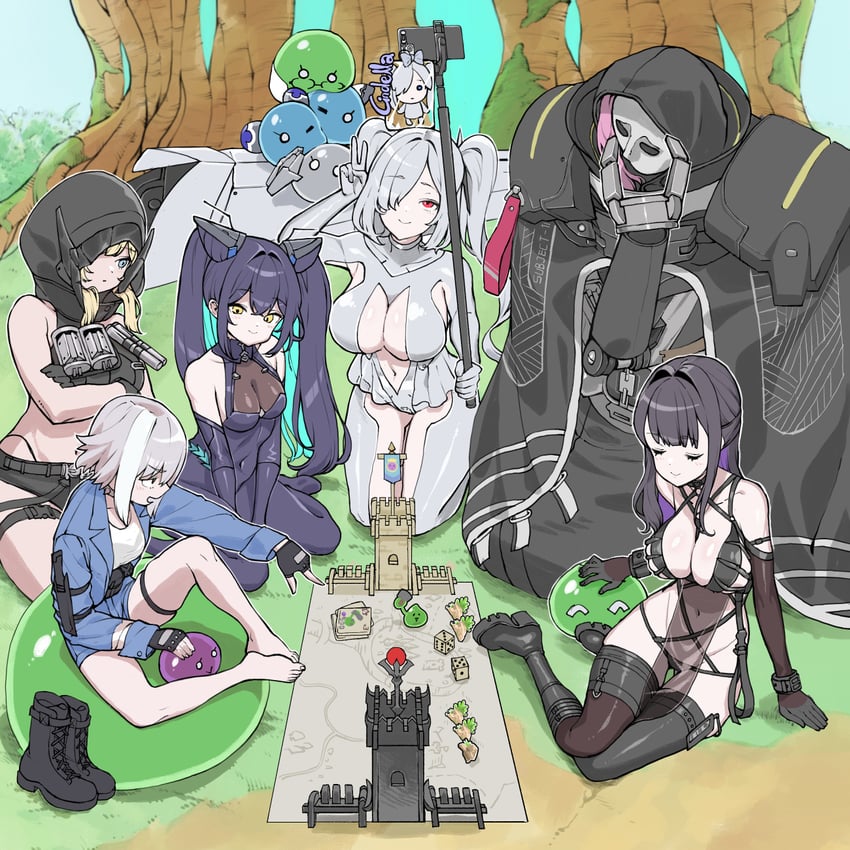 cinderella, little mermaid, grave, mihara, mori, and 1 more (goddess of victory: nikke) drawn by fujitwo
