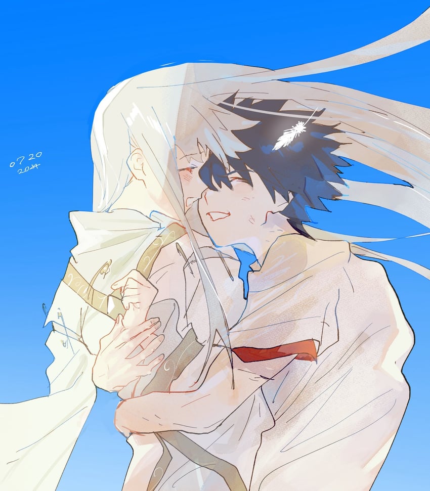 kamijou touma and index (toaru majutsu no index) drawn by meameeea
