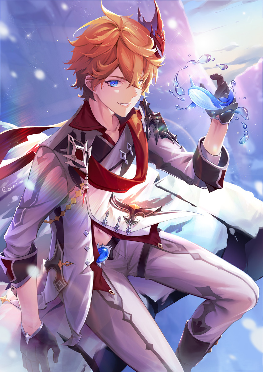 tartaglia (genshin impact) drawn by romi_crus