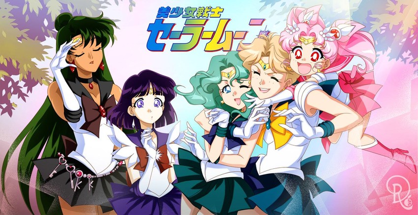 chibi usa, tomoe hotaru, ten'ou haruka, kaiou michiru, sailor saturn, and 5 more (bishoujo senshi sailor moon) drawn by drachea_rannak