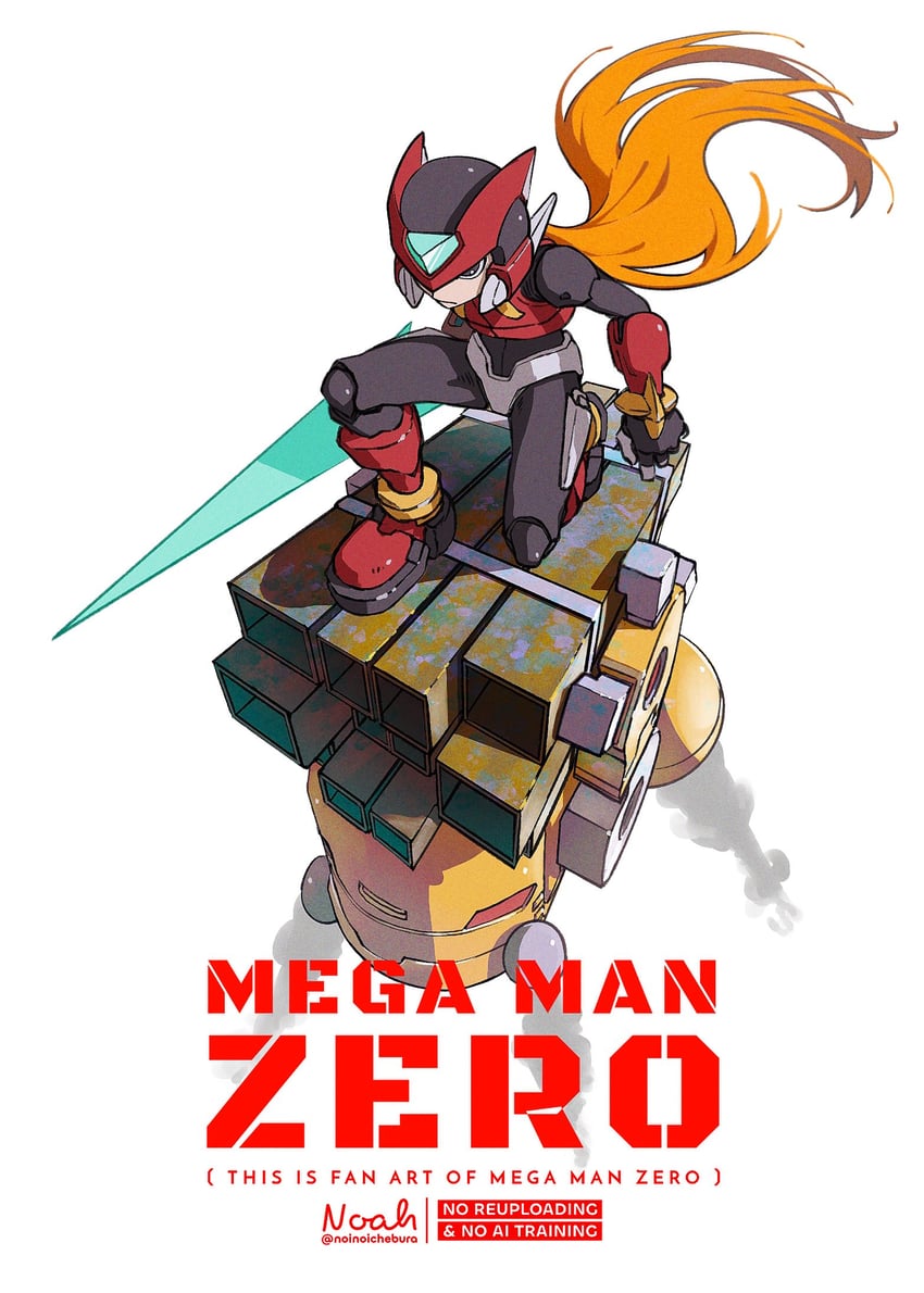 zero and zero(z) (mega man and 1 more) drawn by noah_(rokoroko)