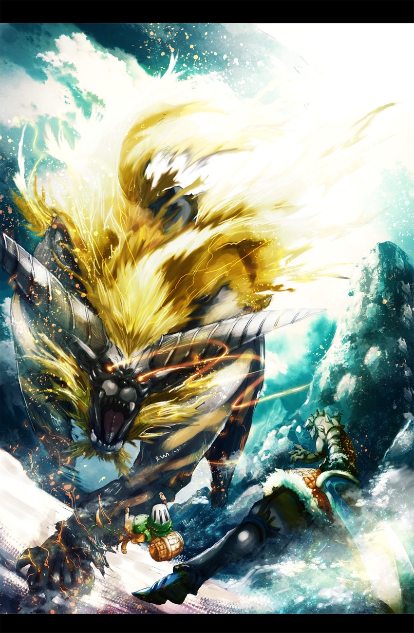 monster hunter, rajang, and enraged rajang (monster hunter) drawn by keiji_asakawa