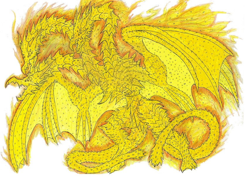 king ghidorah and ghidorah (godzilla and 1 more) drawn by beastrider9