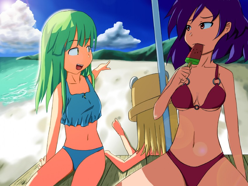 kochiya sanae, moriya suwako, and yasaka kanako (touhou) drawn by tetsuji