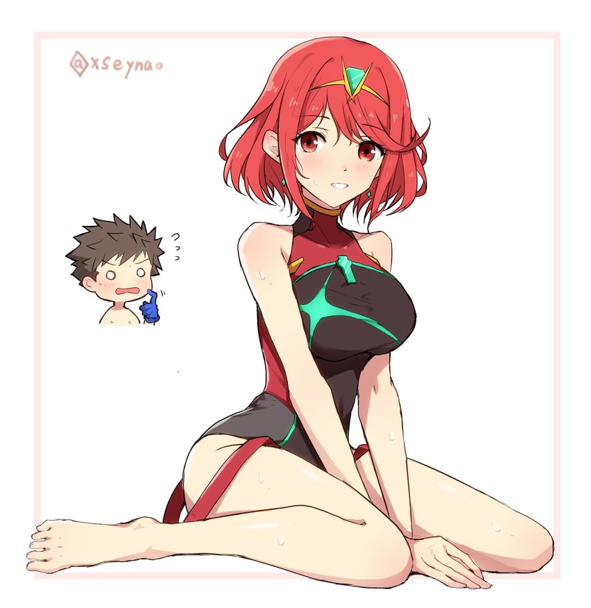 rex and pyra (xenoblade chronicles and 1 more) drawn by mochimochi_(xseynao)