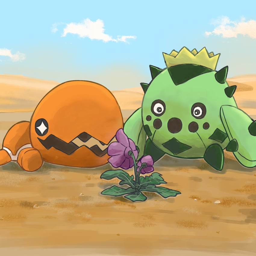 trapinch and cacnea (pokemon) drawn by tororo_oishi_ym