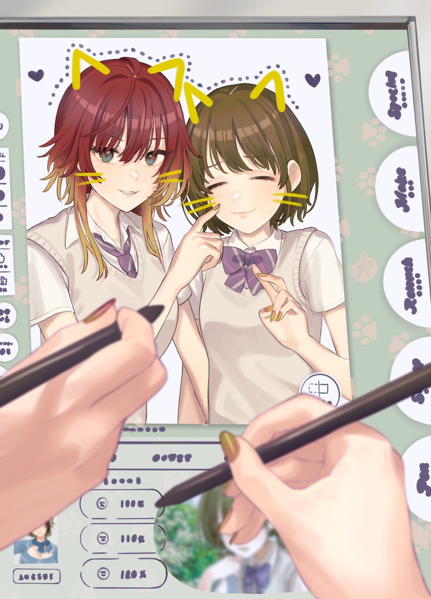 nanakusa nichika and aketa mikoto (idolmaster and 1 more) drawn by tanupon