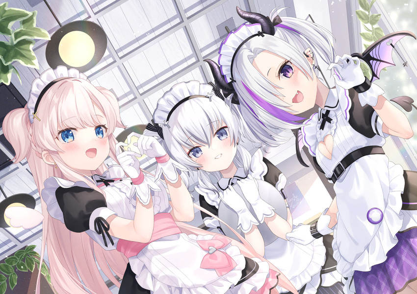 azuma seren, amamori naco, and akumano chipie (blanche fleur) drawn by jimmy_madomagi